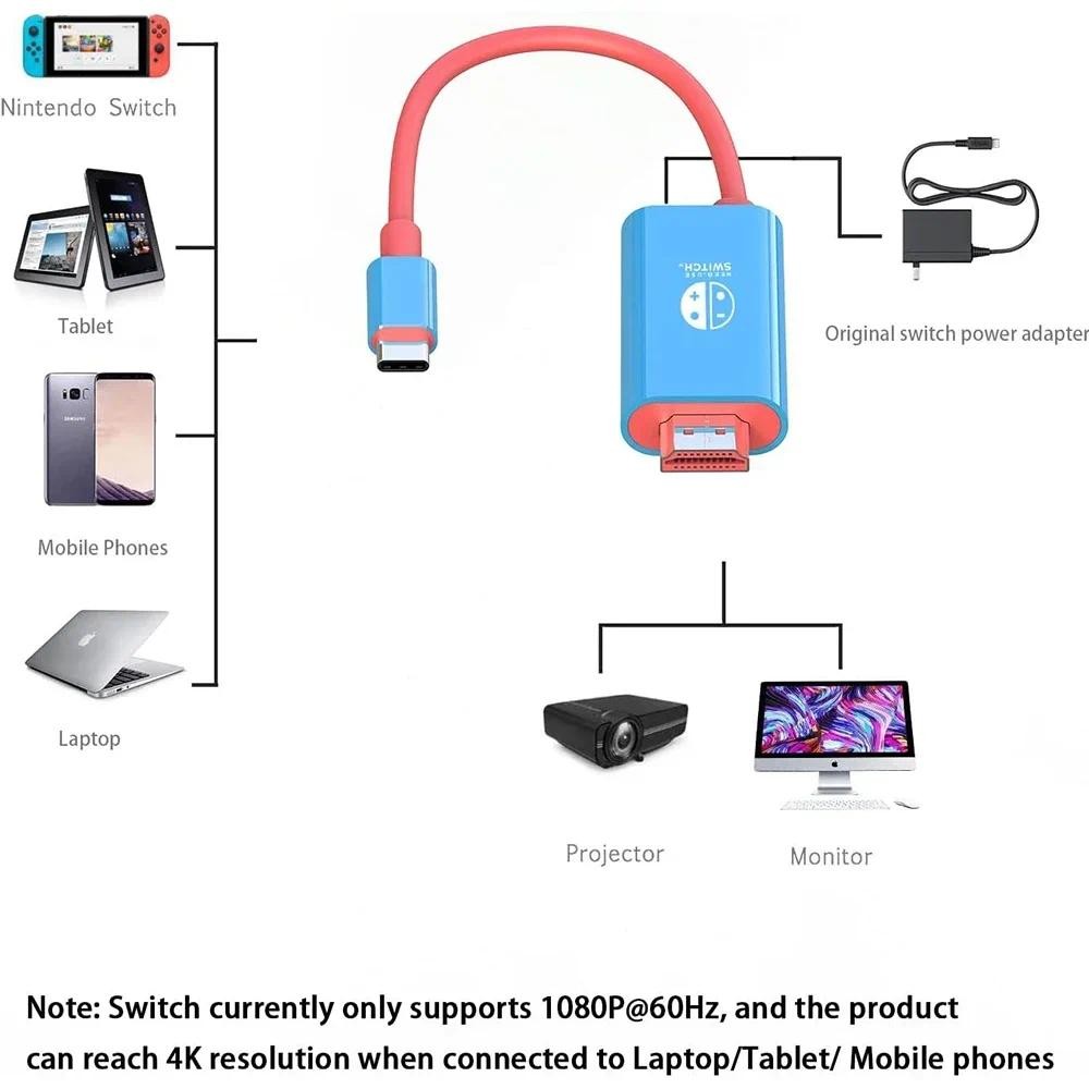 4K HD Type C to HDMI Adapter Cable with 5V USB arging for Gaming Console Steam Deck Flagship Laptop 