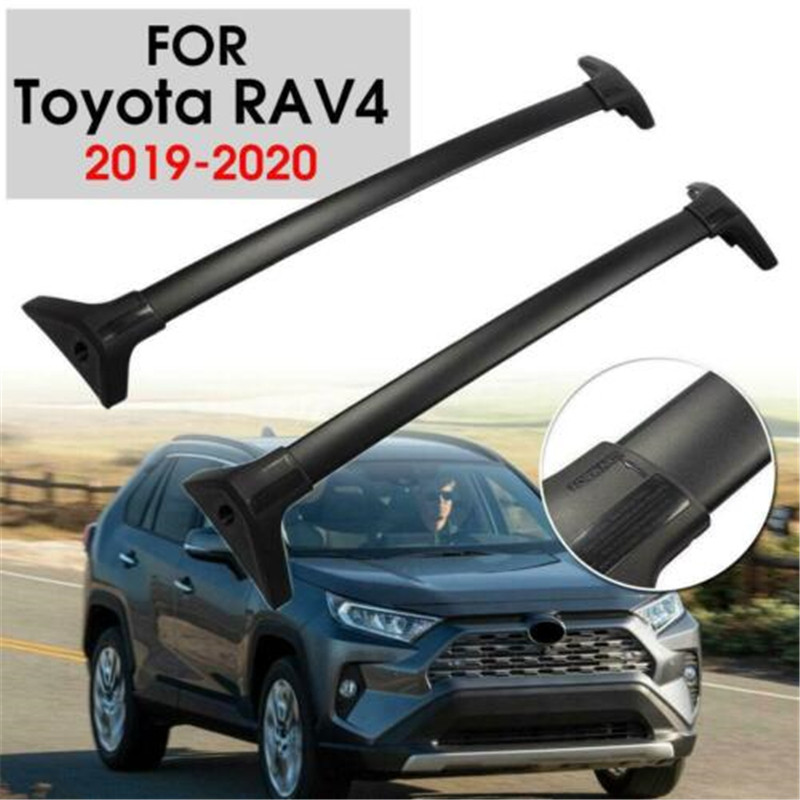 2 Pcs Car Luggage Roof Rack Cross Bar Top Carrier Black For Toyota RAV4 2019-2020 Car Surf Long Roof