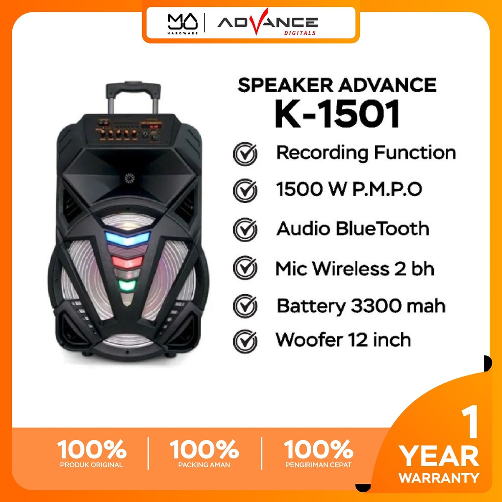 Speaker Bluetooth Advance K1501 Speaker PA Hi Fi Portable
