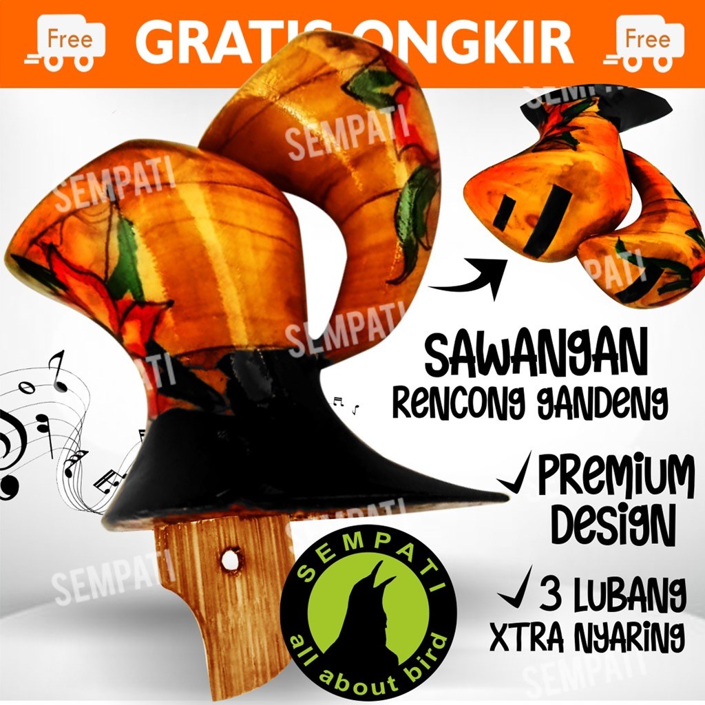 SEMPATI Sawangan Gandeng Rencong Putu 3 Lubang Mainan Hatong Hotang Peluit Pluit Suara Nyaring Melen