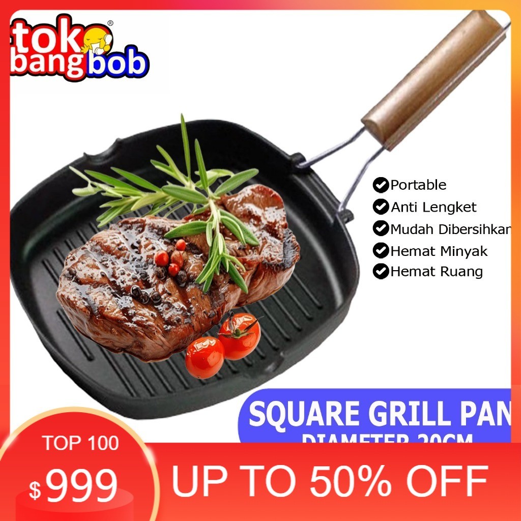 Pemanggang Square Grill Pan 20cm / Alat Panggang Grill Pan 20cm