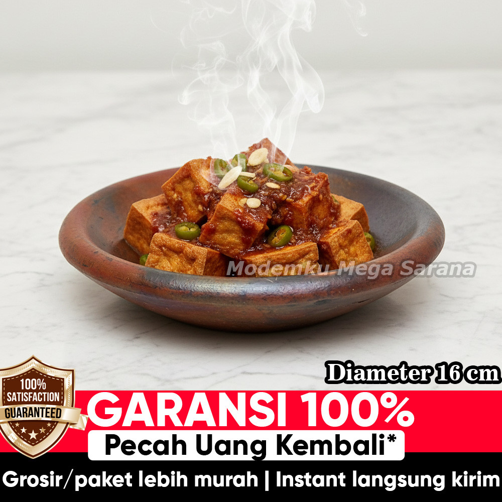 Gerabahku | Piring Tahu Gejrot Cobek Sambal Gami Gerabah Tanah Liat Asli Tahan Panas Cobek Tahu Tek 