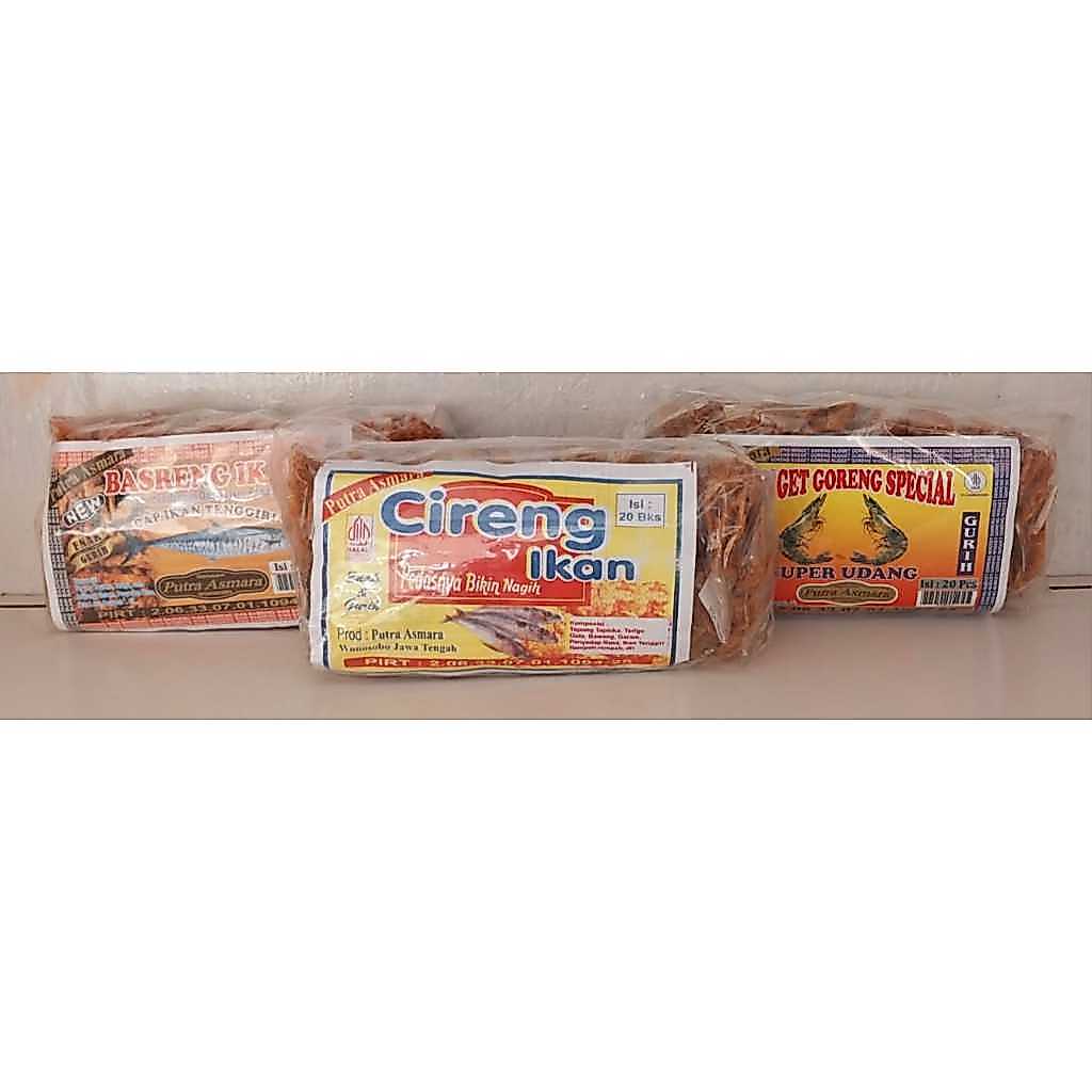 Camilan Pedas Basreng Ikan,Cireng Ikan, dan Nugget Goreng 1 Pack Isi 20 Bungkus Kecil Pedas Gurihh