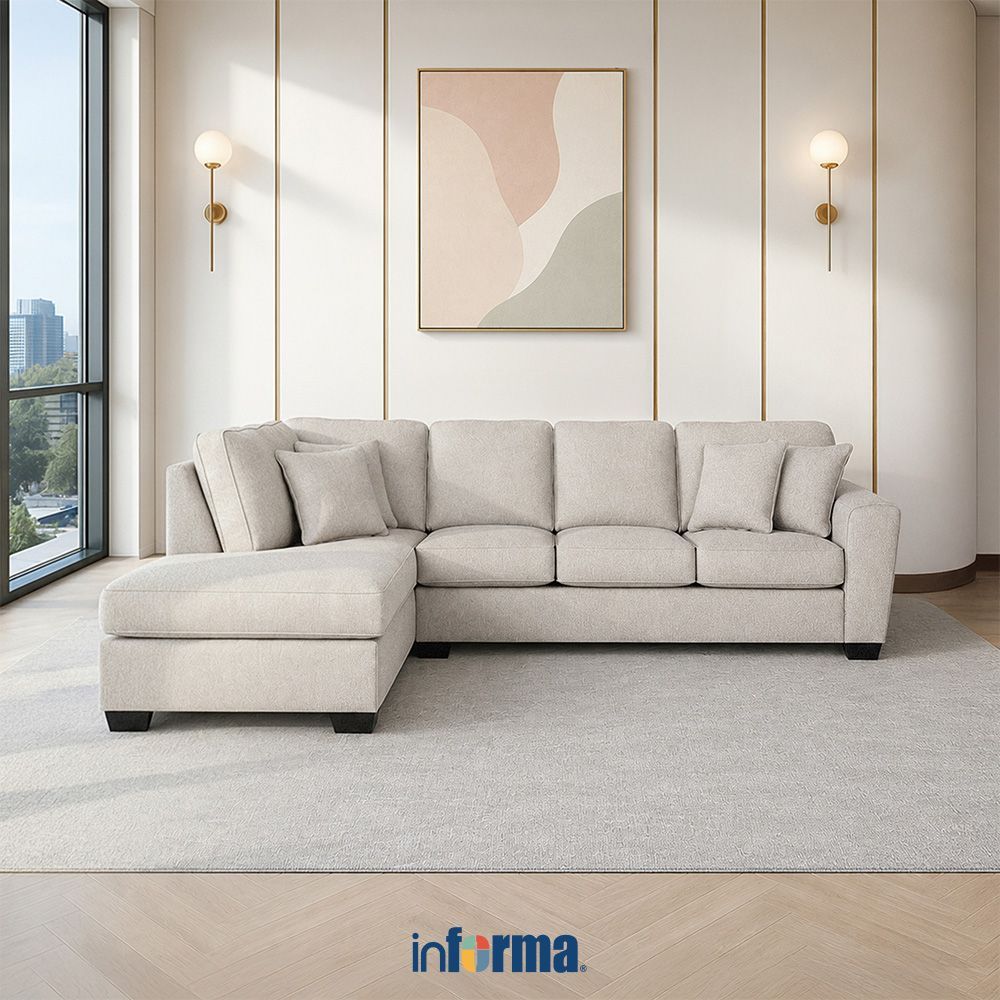 Informa Ashley Calicho-8 Sofa L Sectional Fabric - Krem Beige Sofa Ruang Tamu Sofa Minimalis Kursi S