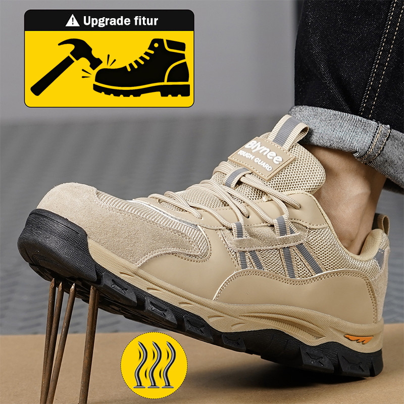 Sepatu Safety Sneakers Pria Sport Hiking Trekking Anti Air, Anti Hantaman, Anti Tusuk