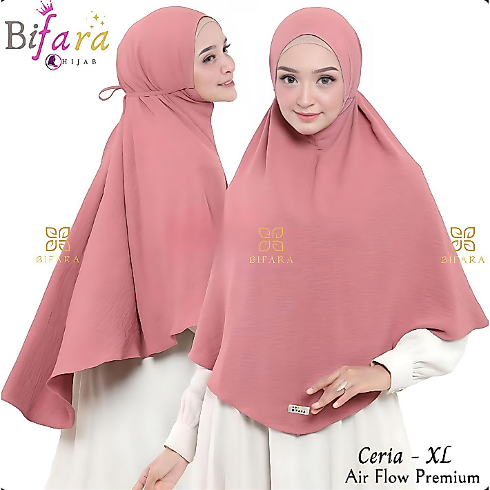 HLS - (XL) Hijab Bifara Crinkle Jumbo Tali / Hijab Syari Crinkle Bergo Instan / Jilbab Simple Jumbo 
