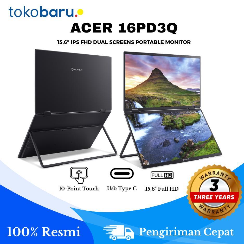 ACER AOPEN 16PD3Q 15.6" IPS FHD 1080p 60Hz Portable Monitor Dual Screen Speaker | Garansi Resmi