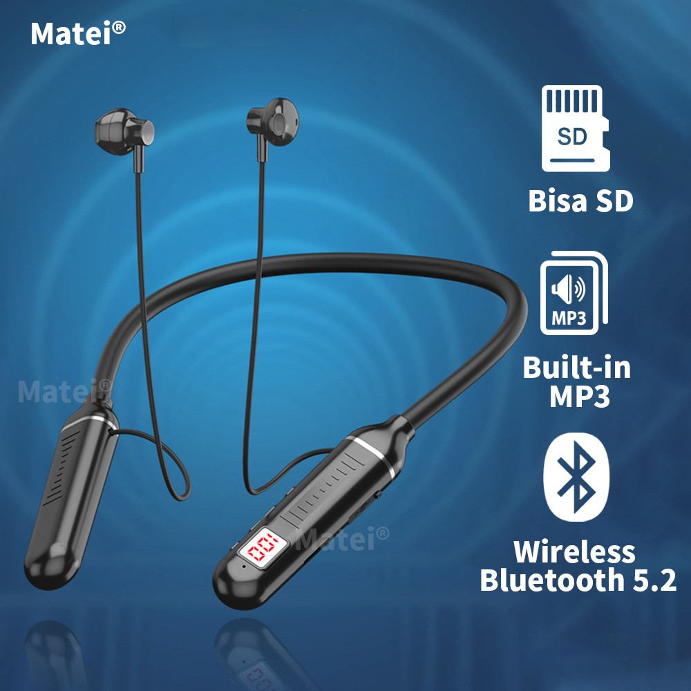 Matei Headset Gantung Sport Bluetooth Headphone Gerakan Mode Ringan Musik Earphone Bluetooth  W3 Wir