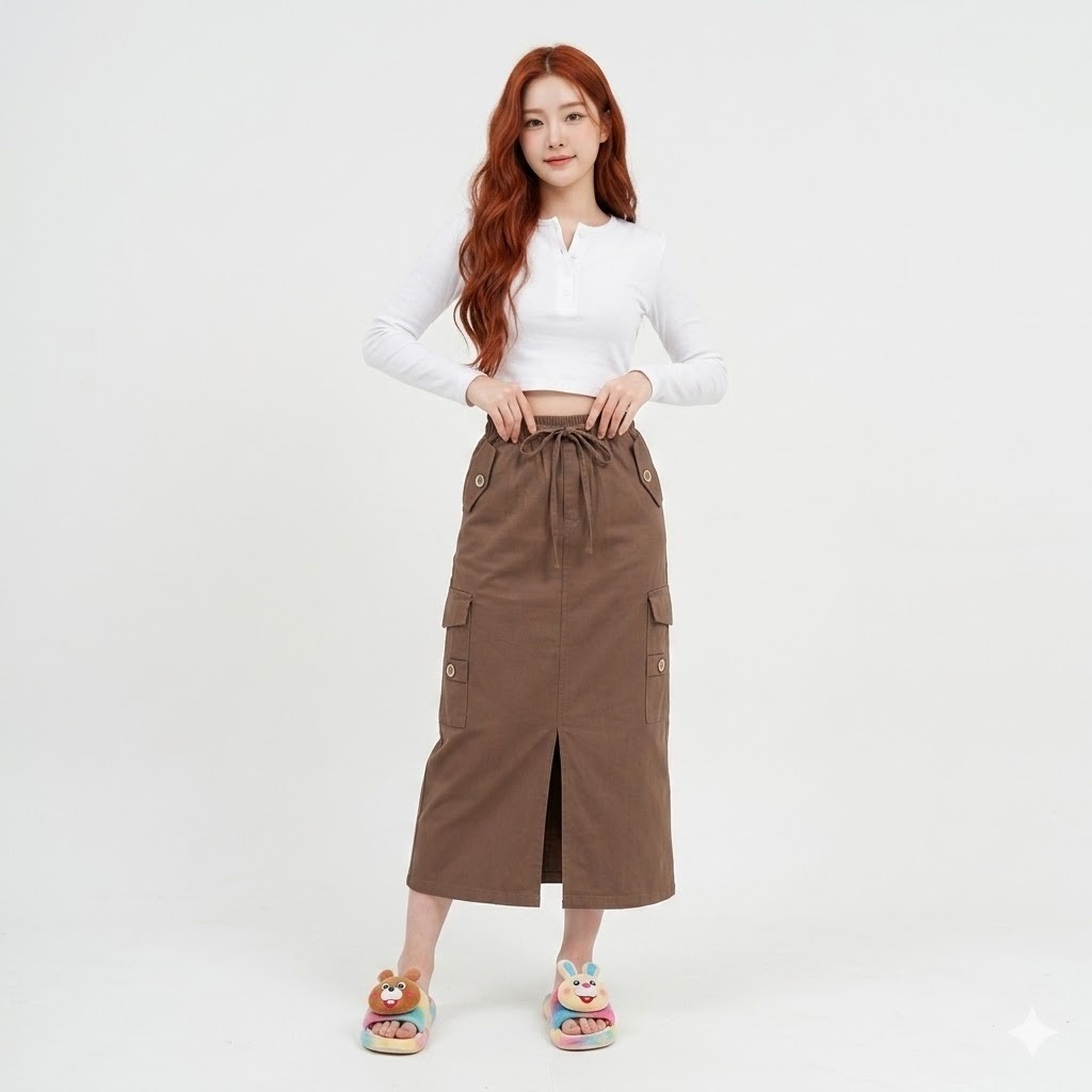 Cargo Rok Twill Strecth Span Skirt Belah - Cheza Cargo Skirt #4