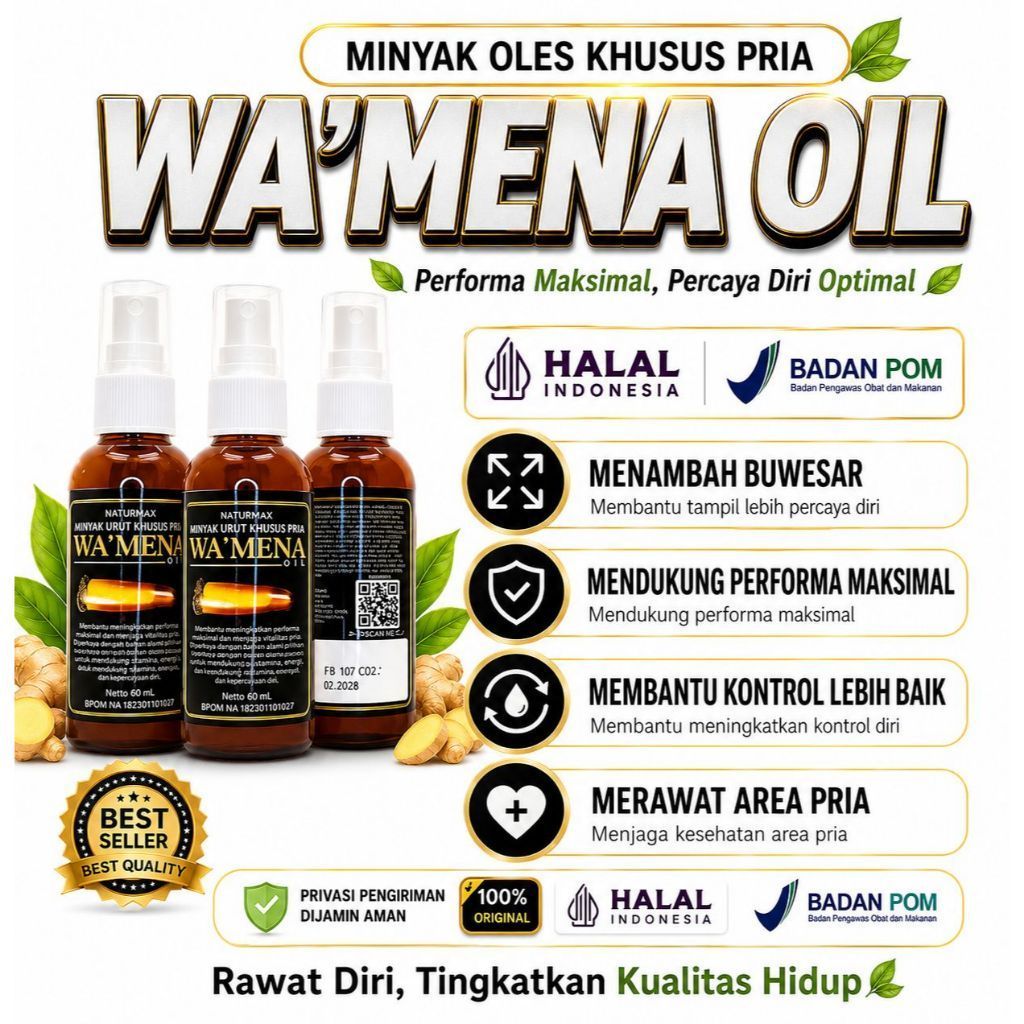 Ampuh & Original PANJANG DAN BESAR  top 1 pembesar alami Wa'Mena Minyak Herbal Tradisional Tanpa Efe