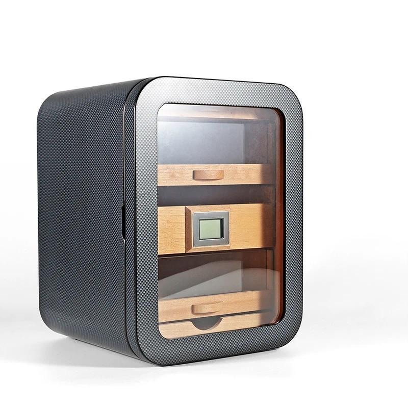 3-Layer Wood Cigar Humidor Cabinet With Cedar Organizer and Hygrometer