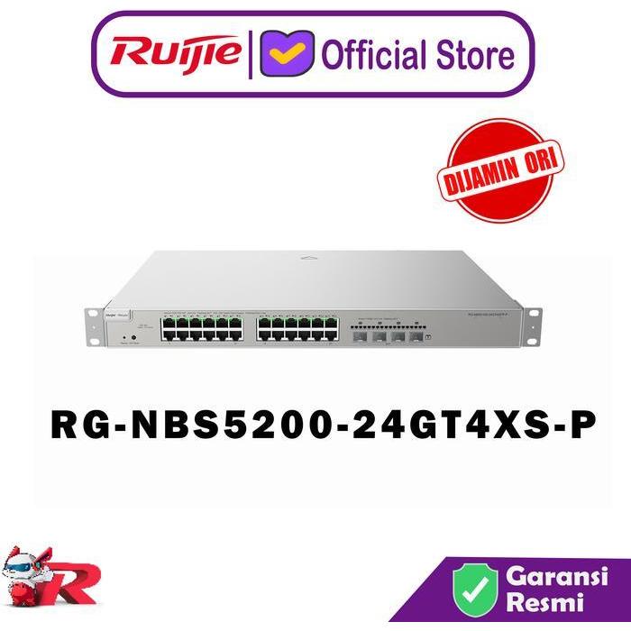 Ruijie RG-NBS5200-24GT4XS-P, 24-port Gigabit Layer 3 PoE Switch, 4 SFP+ Uplink