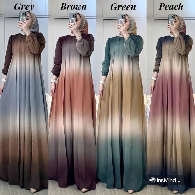 GAMIS GRADASI SET HIJAB CERUTY MEWAH ELEGAN GAMIS LEBARAN
