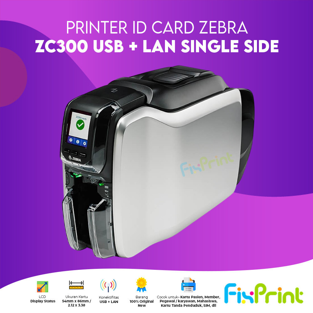 Printer ID Card Zebra ZC300 - Printer Kartu ID Zebra ZC300 / ZC 300