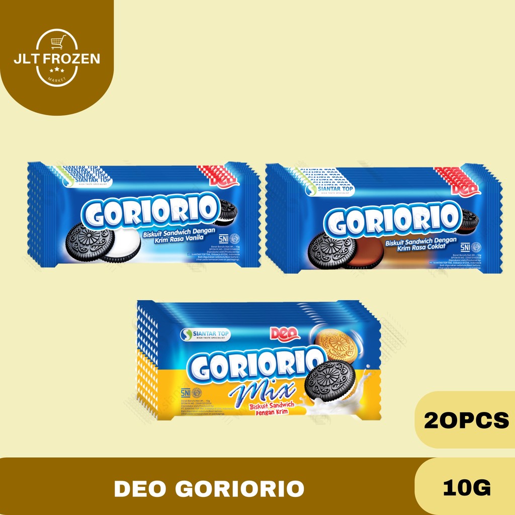 

Deo Goriorio / Biscuit Sandwith Rasa Vanilla / Coklat / Mix Vanilla 10g / 20pcs