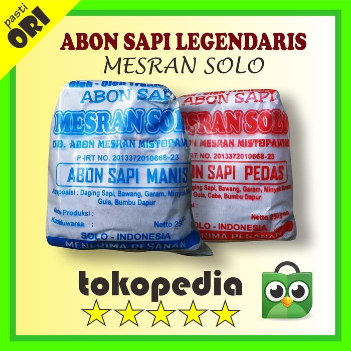 

SALE Abon Sapi Asli Khas Solo MESRAN SOLO - Manis & Pedas - ManisTERLARIS