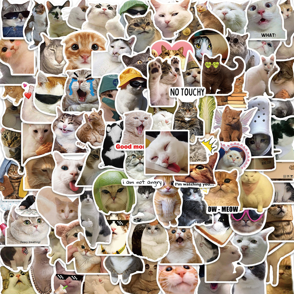 

50/100pcs Cute Funny Cat MEME Animals Graffiti Stickers Phone Guitar Laptop Notebook Suitcase Cup Waterproof Sticker Kids Toy