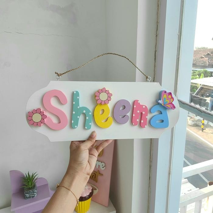 

Prima Shabby Craft Wordboard Custom Nama Placard Anak Bayi Ukir Timbul 40cm Hiasan Dinding Dekorasi Kamar - Rainbow