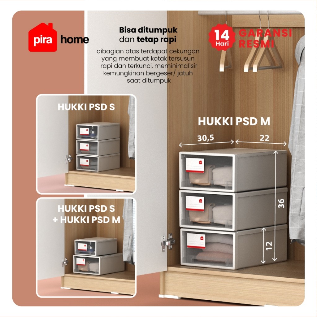 NEW PIRA - HUKKI PSD Kotak Penyimpanan Serbaguna / Box Plastik / Laci Susun Plastik [3pl]PREMIUM