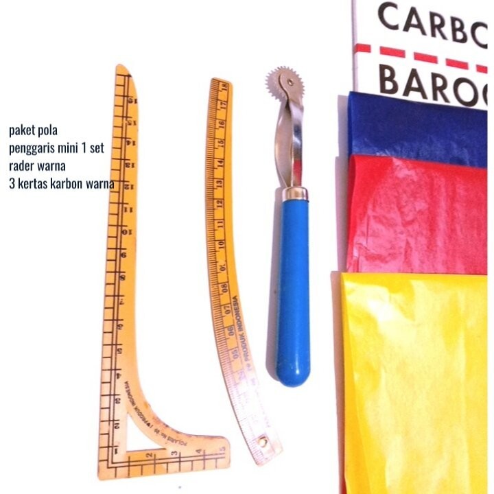 

. paket penggaris , pola jahit mini +rader+ kertas karbon / alat pola / alat alat mesin jahit .,.