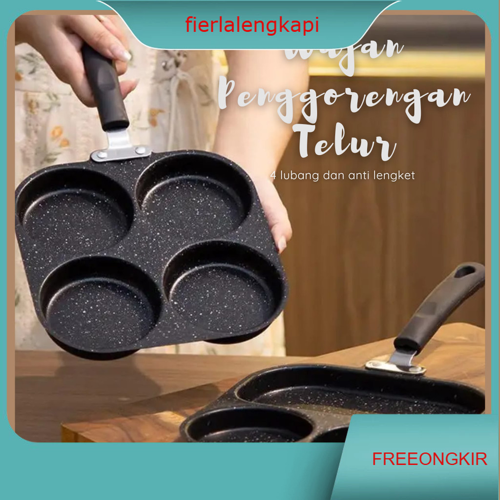 Wajan Penggorengan Telur / Cetakan Telur Ceplok Teflon Telur 4 Lobang Anti Lengket
