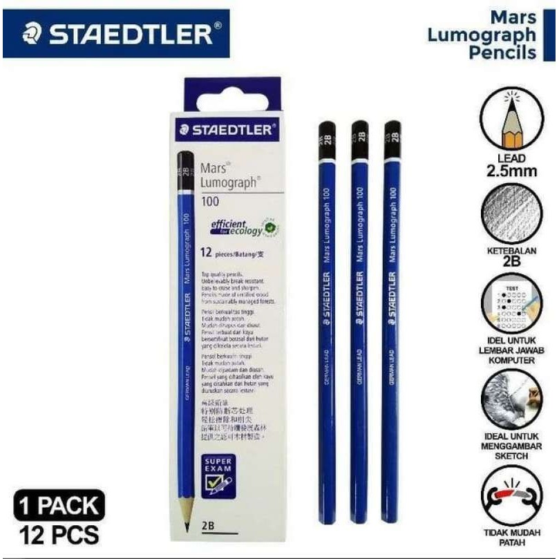 

Pensil Staedtler 2B Mars Lumograph Pencils Untuk Ujian Made in Germany - MY