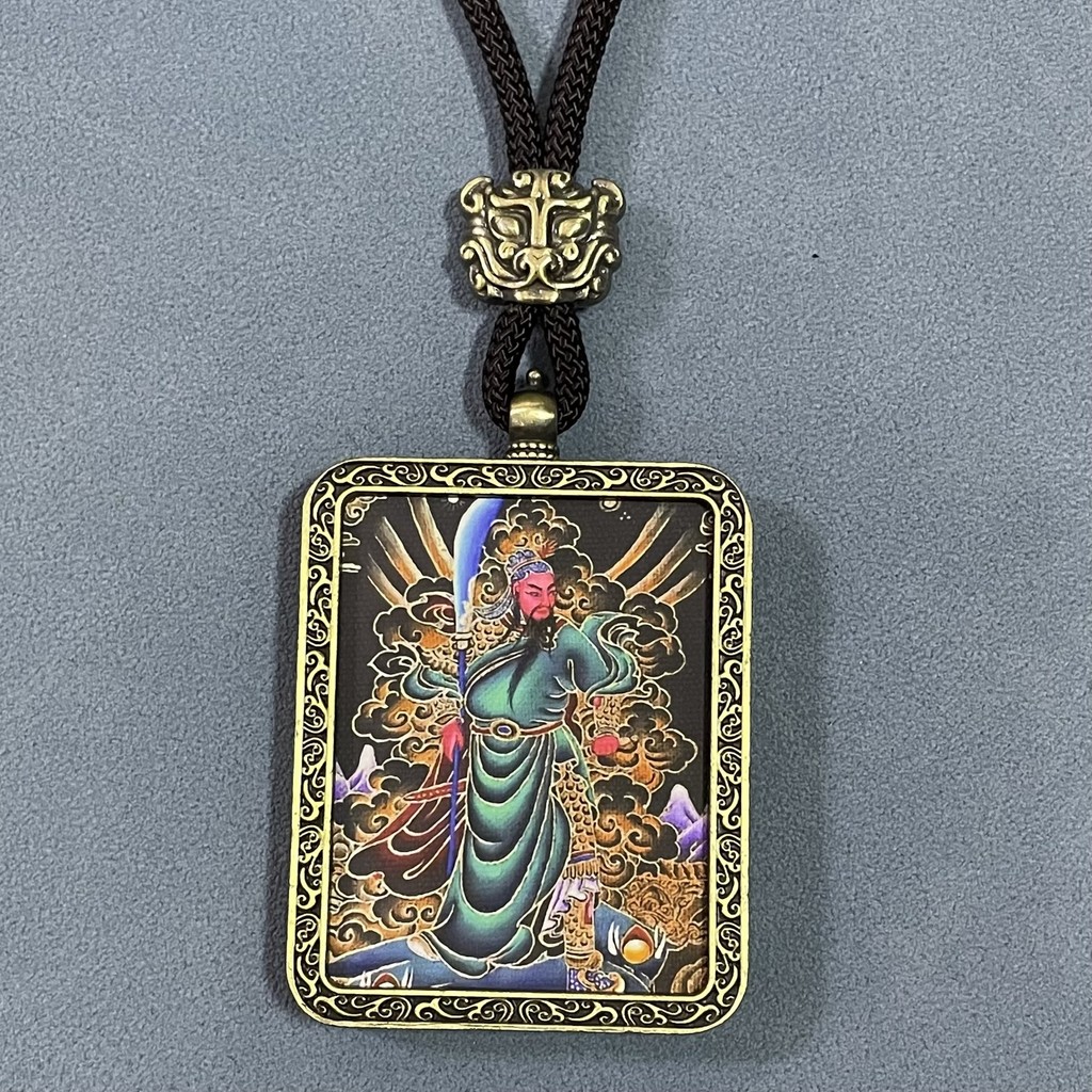 Thangka, Guan Gong Thangka, Kalung Liontin Area Pemandangan Wucai Ping Sebuah Aksesoris Keberuntunga