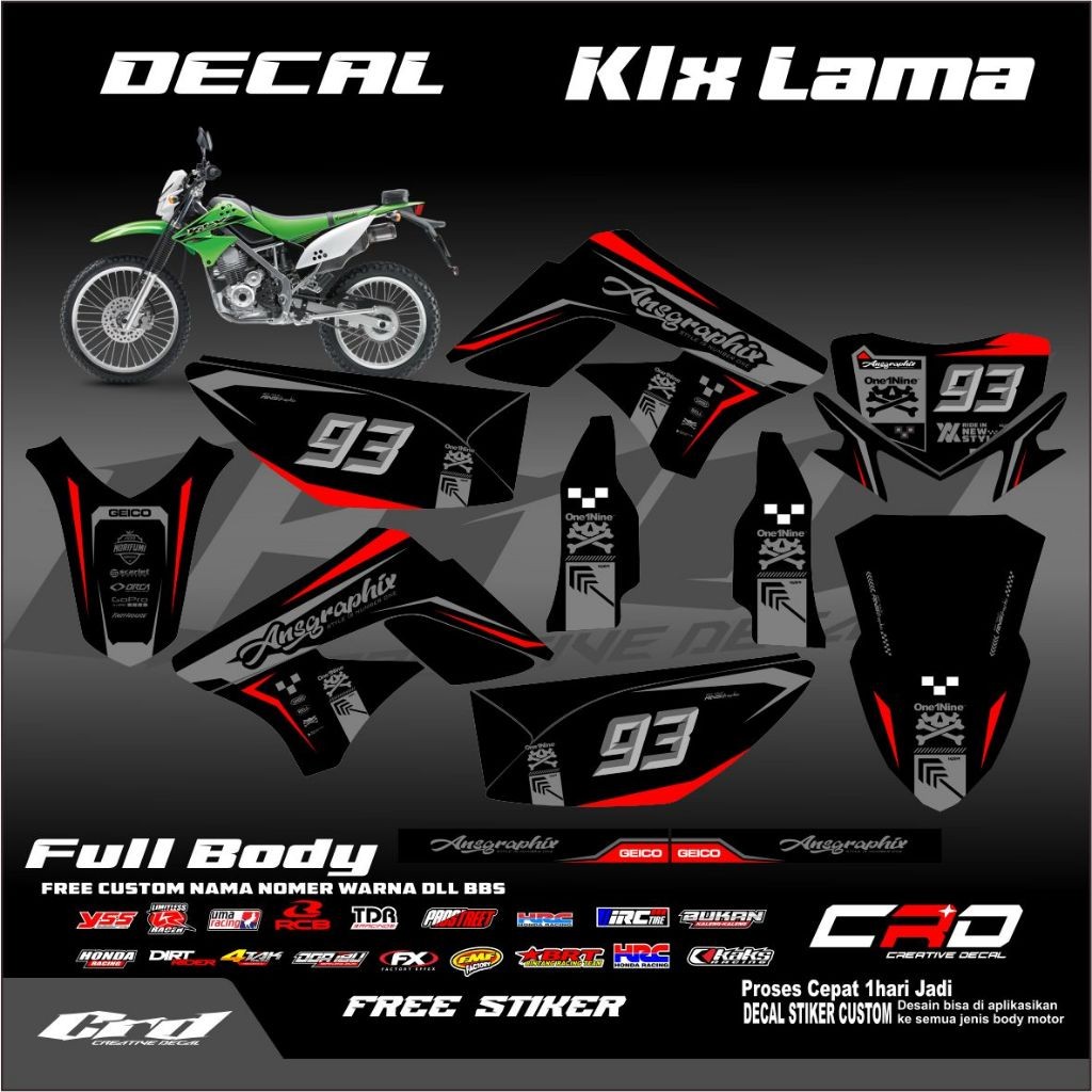 Decal KLX S Supermoto KLX Lama Full Body Decal KLX Old Bebas Custome Free Custome