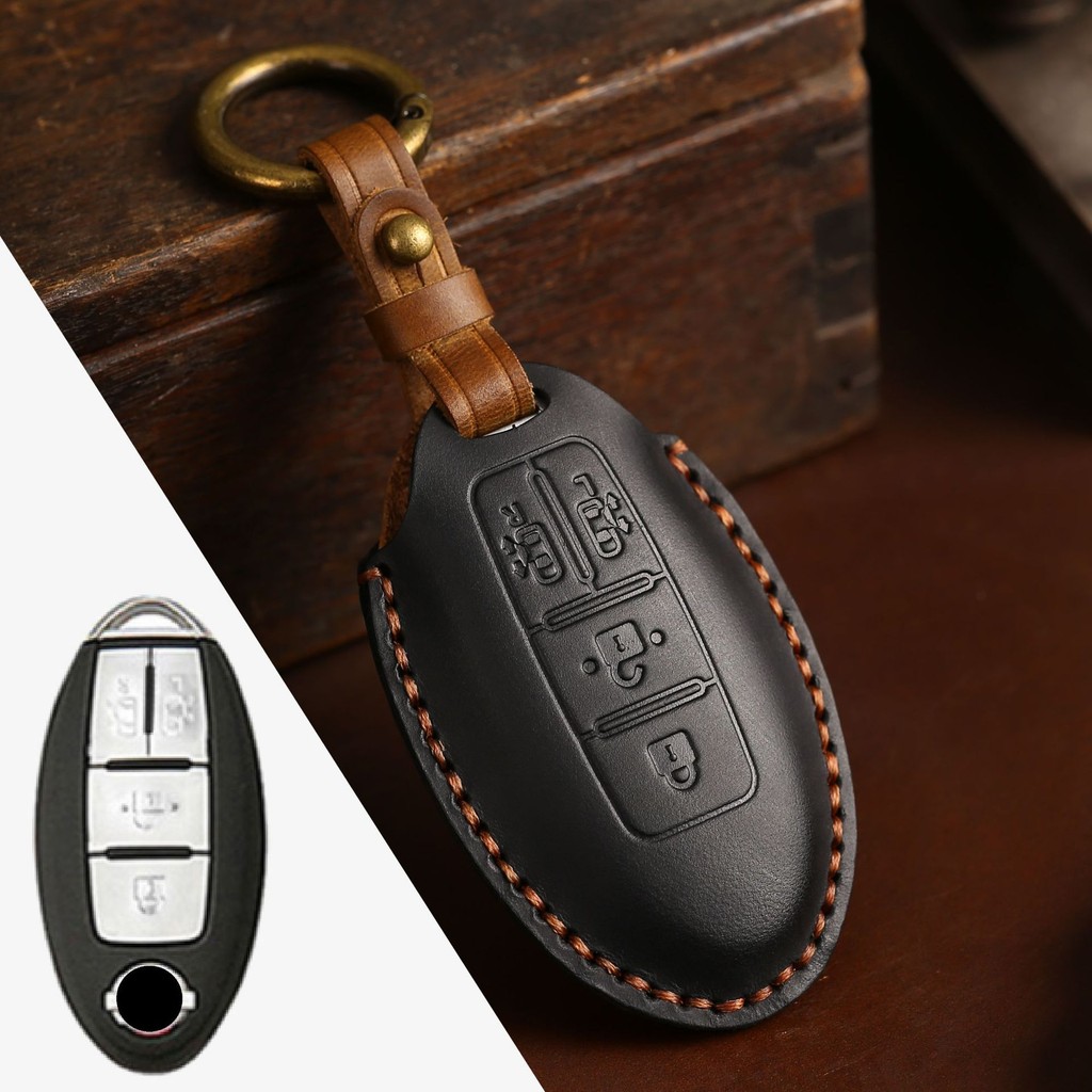 Leather Car Key Fob Case Cover for Nissan Quest Elgrand NV200 Evalia Serena Qashqai Juke X-Trail Not