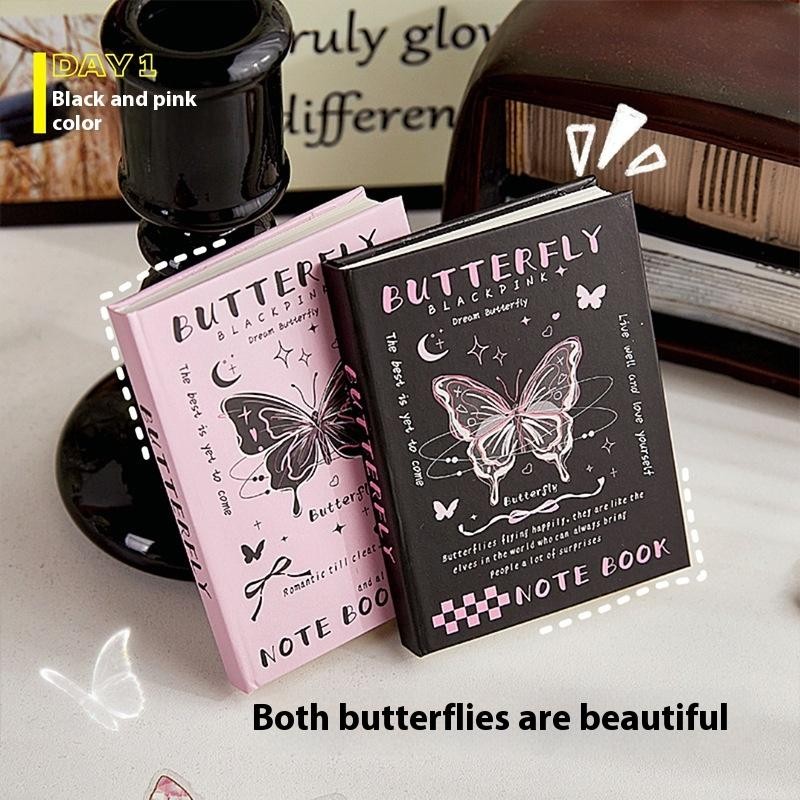 

1 Pc Sweet Cool Notebook For Student Girl Retro American Style Butterfly Puppy Scrapbook Horizontal Inner Page Journal Notepad