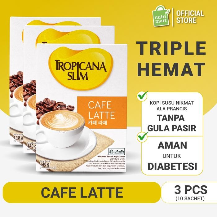 

PROMO Triple Pack: Tropicana Slim Cafe Latte 10 sch - Kopi Susu Nikmat Tanpa Gula Pasir