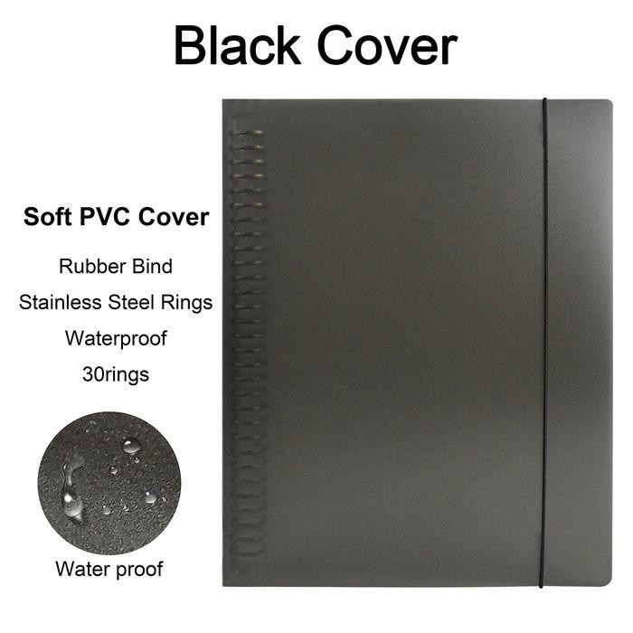 

[DOTDING] A4/B5/A5 Binder Buku Binder Aesthetic Transparan Hitam Putih Notebook Aesthetic Korea Kosong/Garis/Grid/Cornell/Burik 60 Lembar Office School Stationery Supplies - Hitam sampul, A5