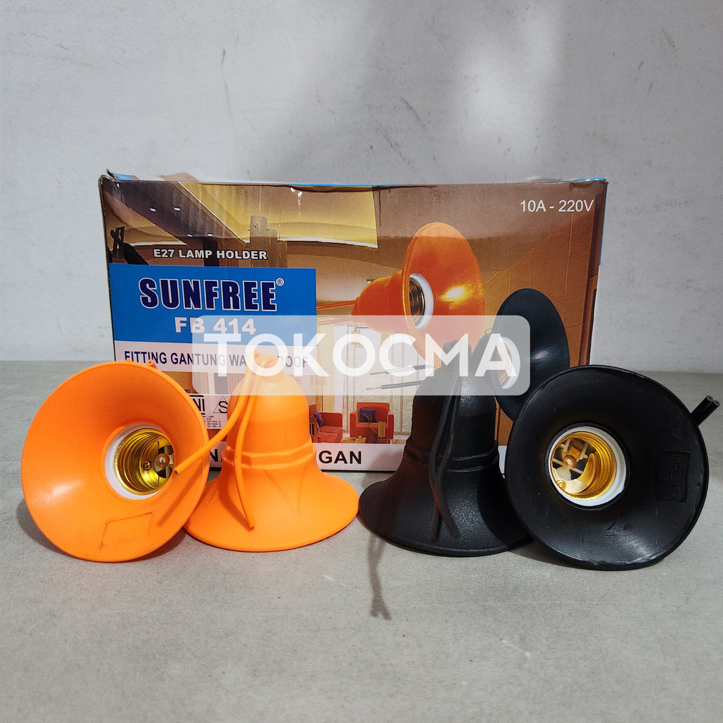Sunfree Fitting Rumah Lampu Gantung Topi Waterproof Karet E27 Anti Air OutDoor Terminal Kuningan