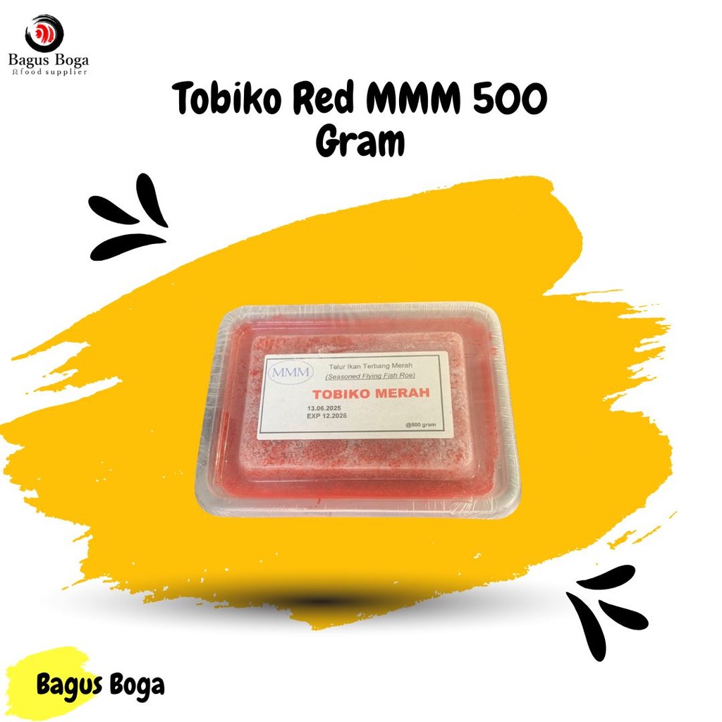 

Tobiko Red MMM 500 Gram Telur Ikan Warna Merah Fresh Frozen