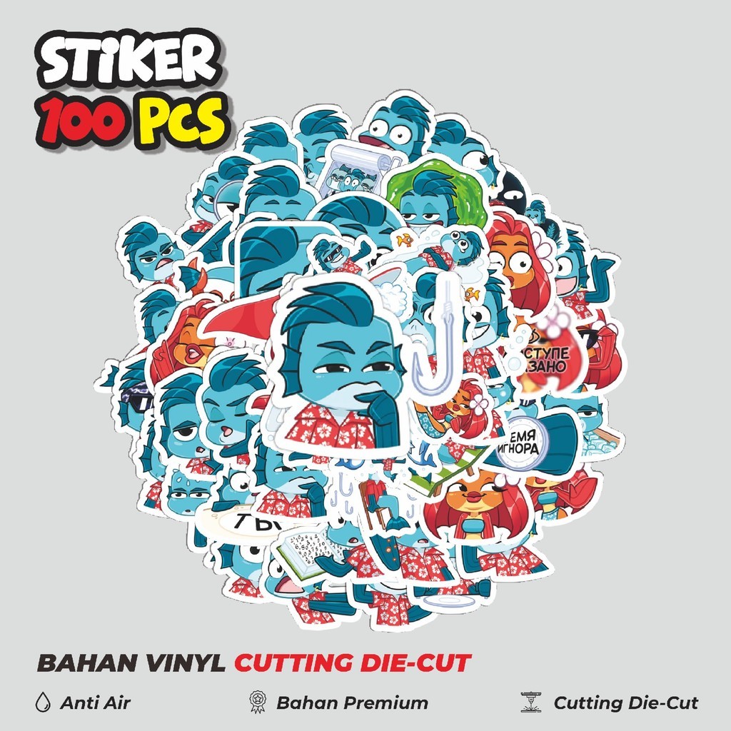 

Stiker Cutting Pack Funny Character Fishka The Fish Isi 100Pcs Series Aesthetic Lucu Keren Untuk Koper Bahan Vynil