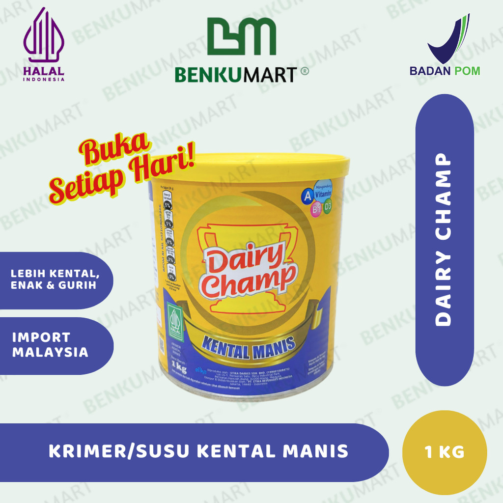 

Dairy Champ Krimer Kental Manis (1 Kg) | Kemasan KALENG Susu Kental Manis Malaysia 1 KG