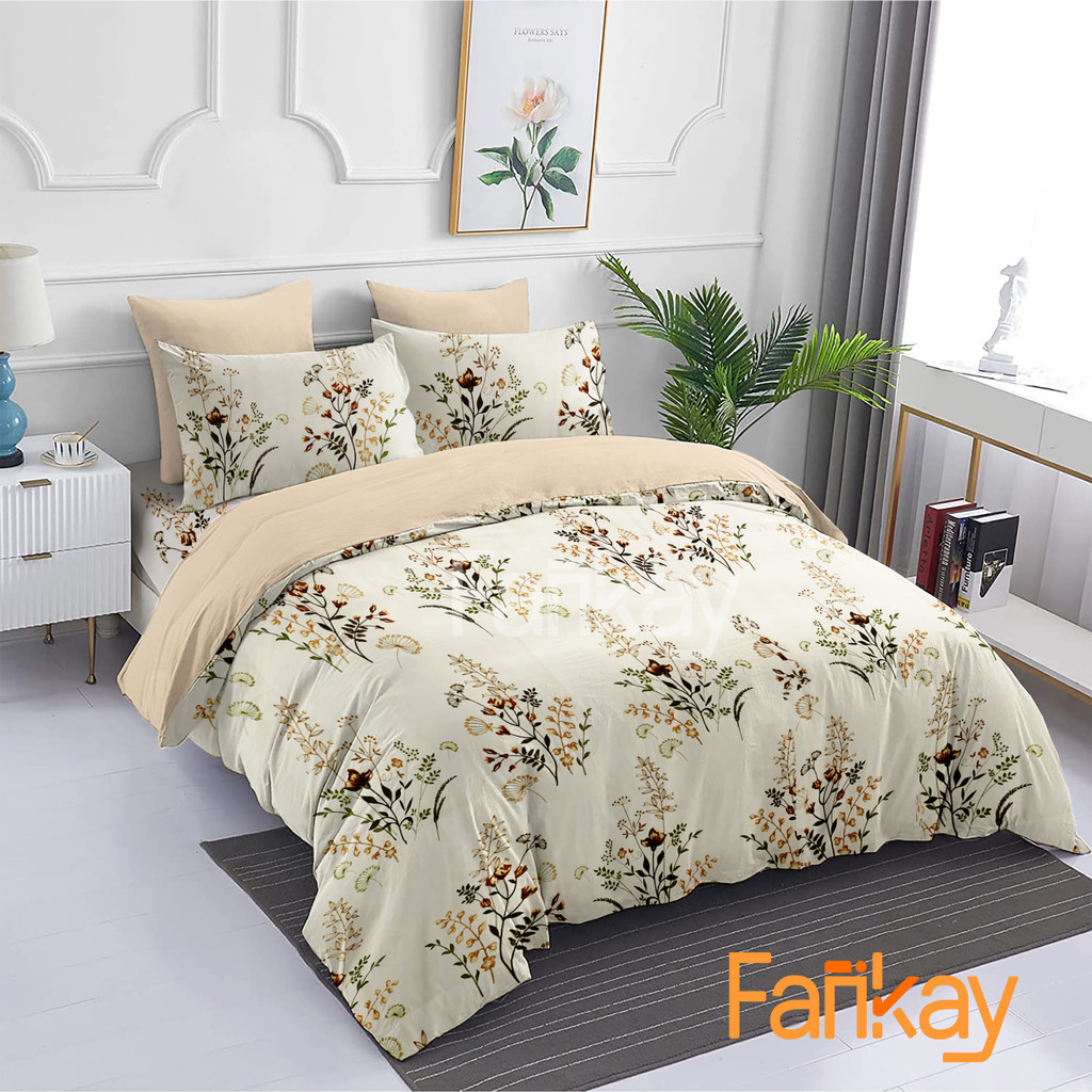 TERLARISBed Cover Set Sprei Bunga Theresia Mix Coksu - Ukuran Lengkap 180x200/160x200/200x200 - Fank