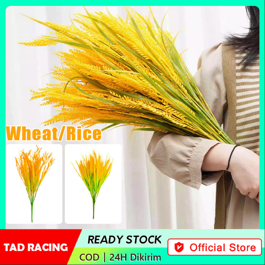 【TADRACING】Bunga Padi Kuning Plastik Artificial / Bunga Plastik Padi Bunga Hias Daun Padi Plastik Pa