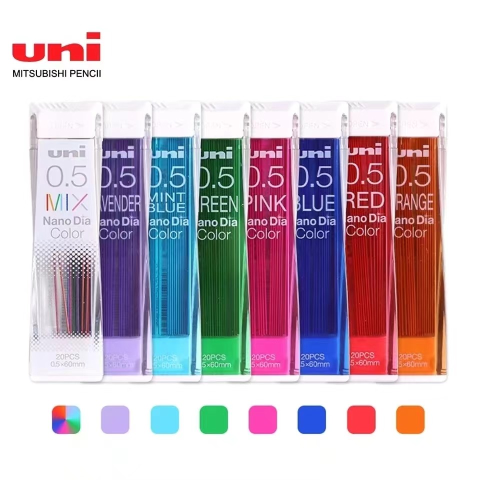 

Japan Uni Nano Dia Color 0.5-202NDC colored Mechanical pencil leads refills 0.5mm writing supplies 202NDC