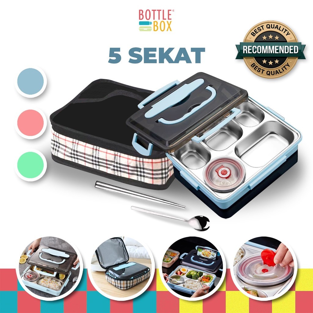 GERISAL Kotak Makan Stainless Tas / Lunch Box Stainless Free Tas Tahan Panas Dan Anti Tumpah / Lunch