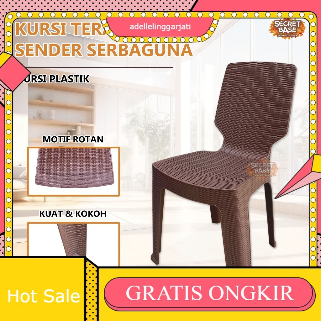 KURSI TERAS SENDER - Bangku Plastik / Kursi Makan Tinggi / Kursi Plastik Sandaran Murah