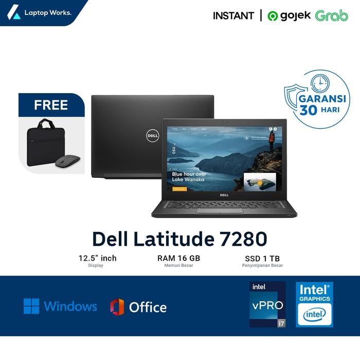 Laptop Dell Latitude 7280 I7 Gen 6 Ram 16gb Ssd 512gb Nvme Bonus Tas & Mouse Wireless