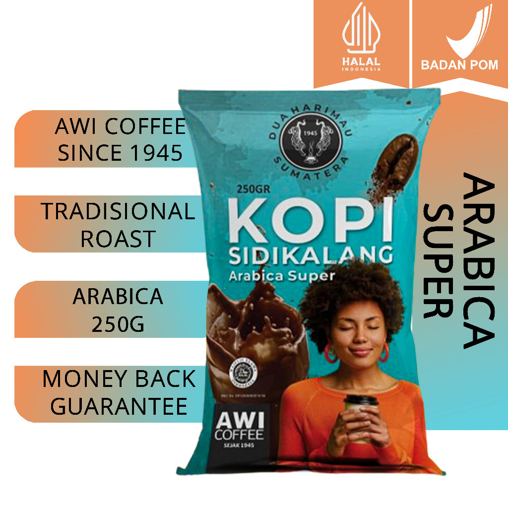 

Awi Kopi Sidikalang Arabica Super 250Gr Bubuk | Coffee | Powder | Kopi Tradisional Medan