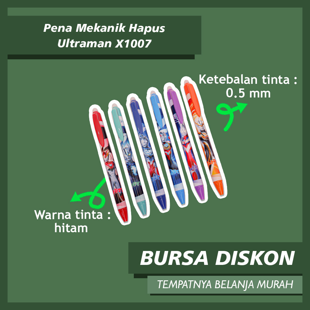 

Pena Mekanik Hapus Ultraman X1007 0,5 mm Pen Pulpen Karakter Cetek Hapus Tinta Hitam