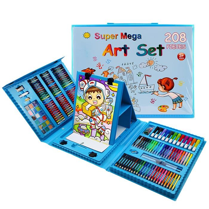 

♡START ˎˊ˗-[KYMALL] Accessories Promo Crayon set 208pcs Super Mega Art Set |Krayon Pastel Cat Lukis Anak Pensil Warna Art Set Peralatan Menggambar Mewarnai Mainan Edukatif Anak - 208 PCS BIRU