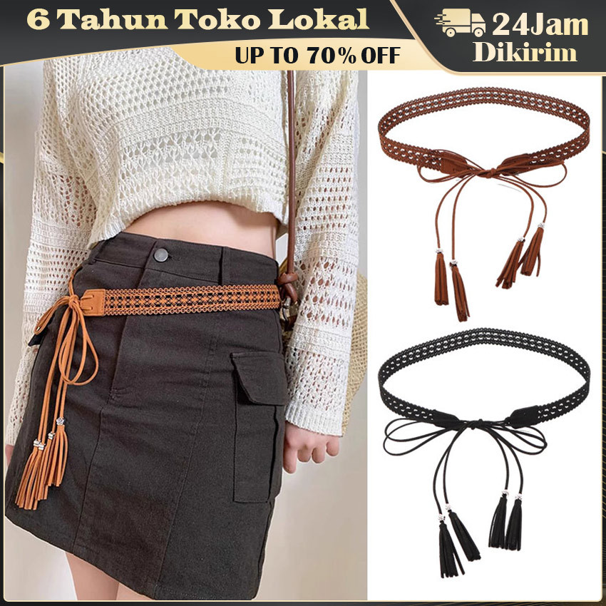 Sabuk Wanita Anyaman Lubang-Lubang Transparan / Ikat Pinggang Casual Santai Dekoratif / Belt Wanita 