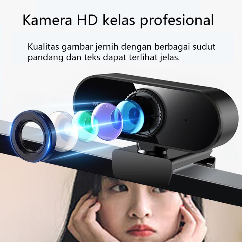 Webcam Laptop Webcam 1K Konferensi Full HD Webcam Langsung dengan Webcam Zoom Mikrofon