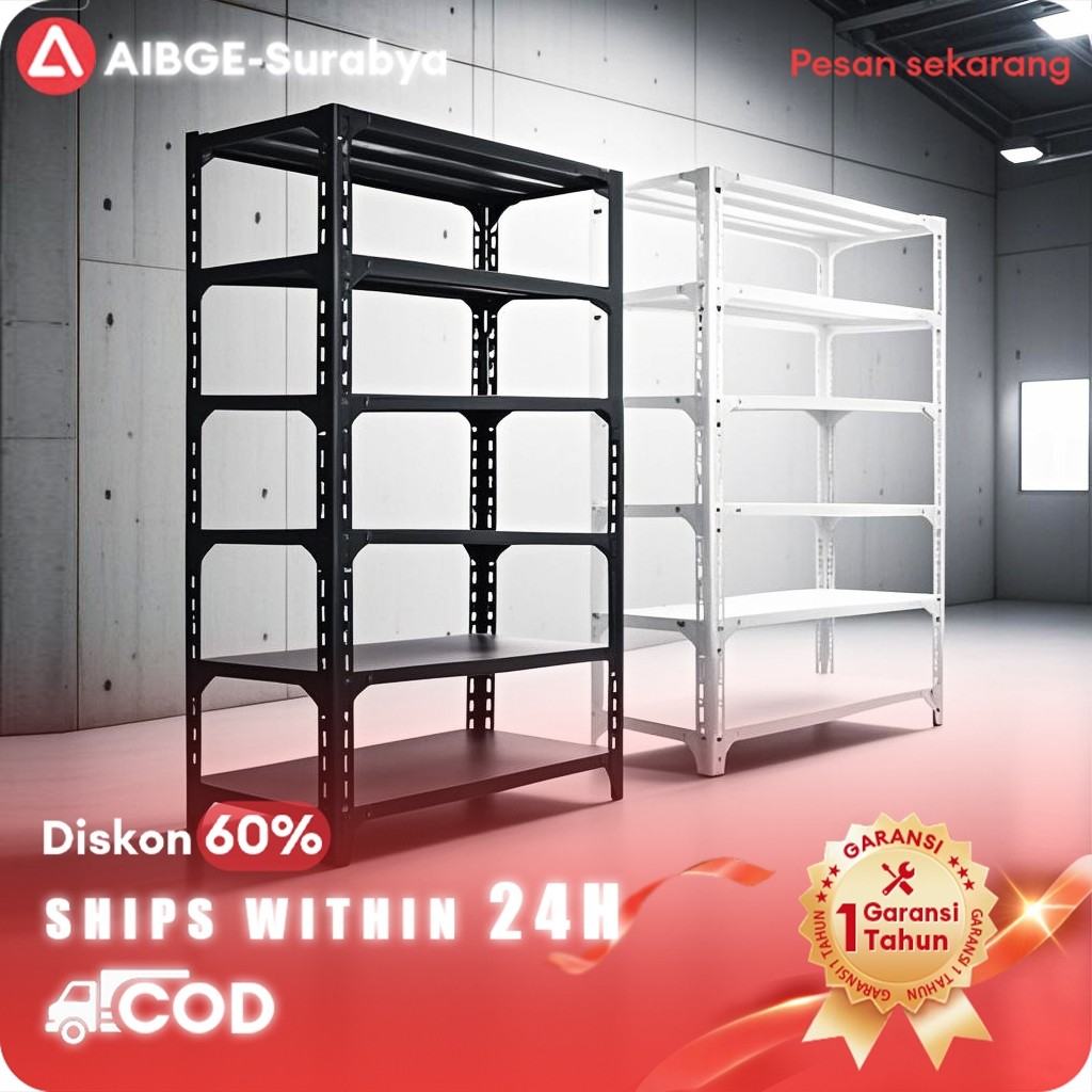 【Surabaya Express】Rak Besi Siku 5 Susun Rak Gudang Rak Dapur Rak Supermarket Rak Besi Serbaguna Rak 