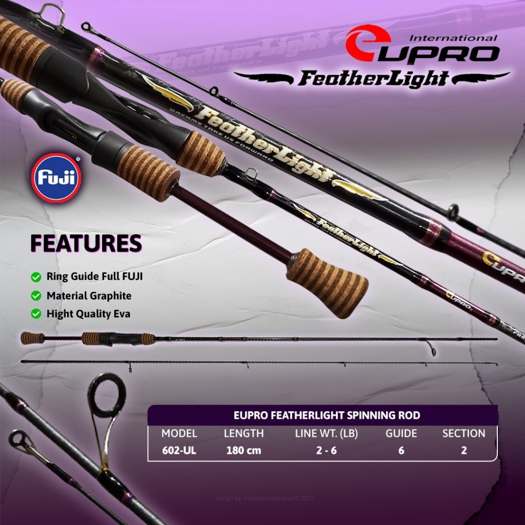 JORAN EUPRO FEATHER LIGHT FHS 602 UL 2-6 LB 180 CM FREE Packing Pipa PVC