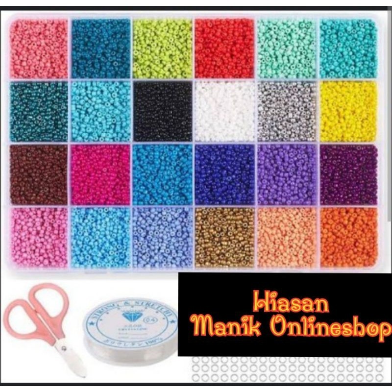 (asian mote) Termurah Ready 1 Box Manik Pasir 24 Warna Sudah termasuk Box / Manik Pasir Payet Jepang